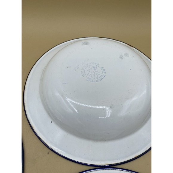 Gold Fish Brand Enamel 8” Plates Blue Pink and Red Flowers LOT 3 - Picture 5 of 14